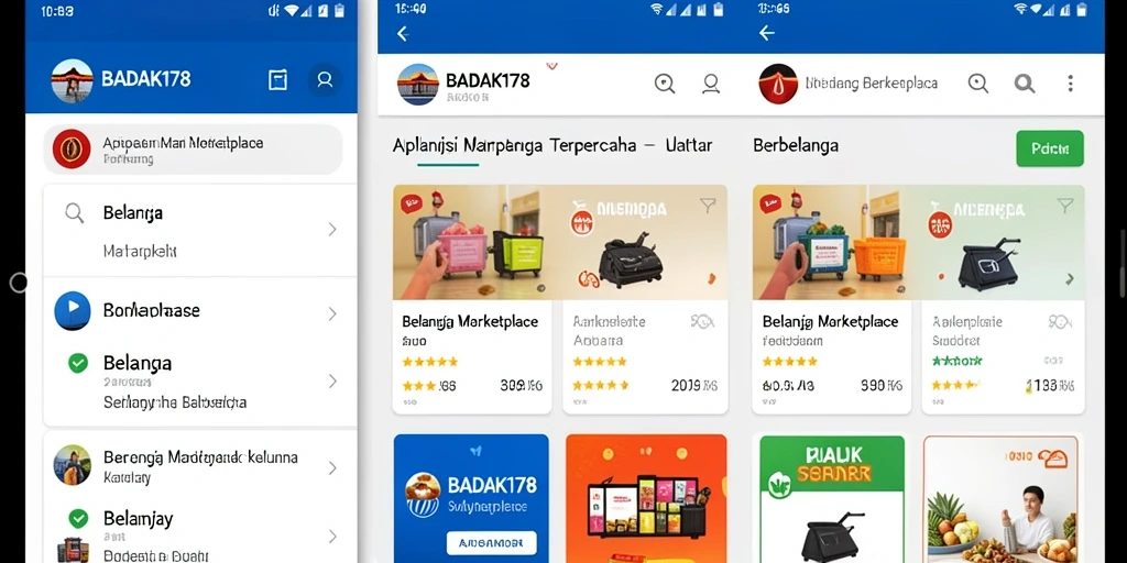 Screenshot BADAK178 menampilkan antarmuka pengguna aplikasi Marketplace yang intuitif.