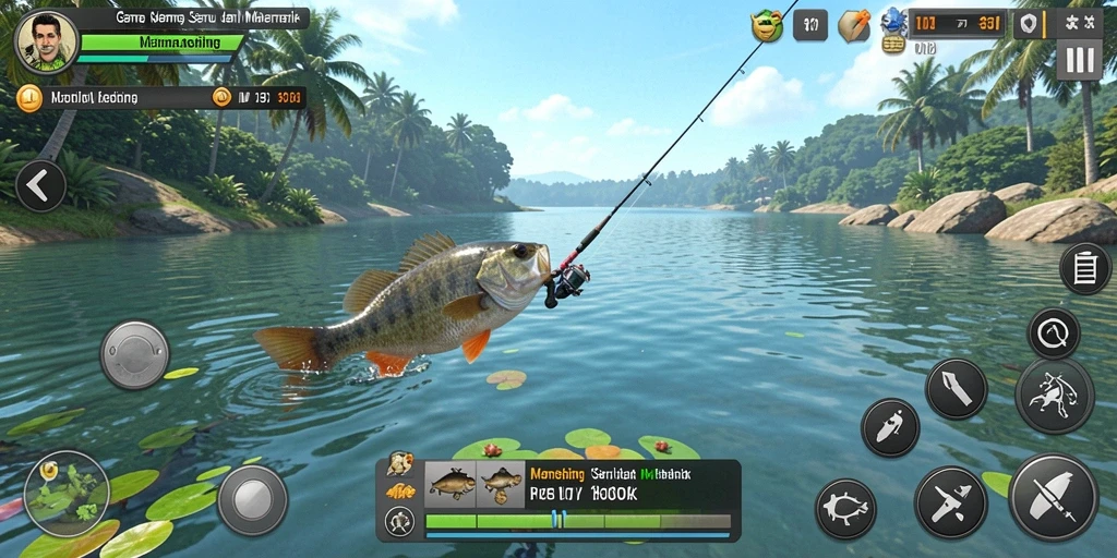 Tampilan antarmuka utama IDNSCORE yang menarik saat bermain memancing.