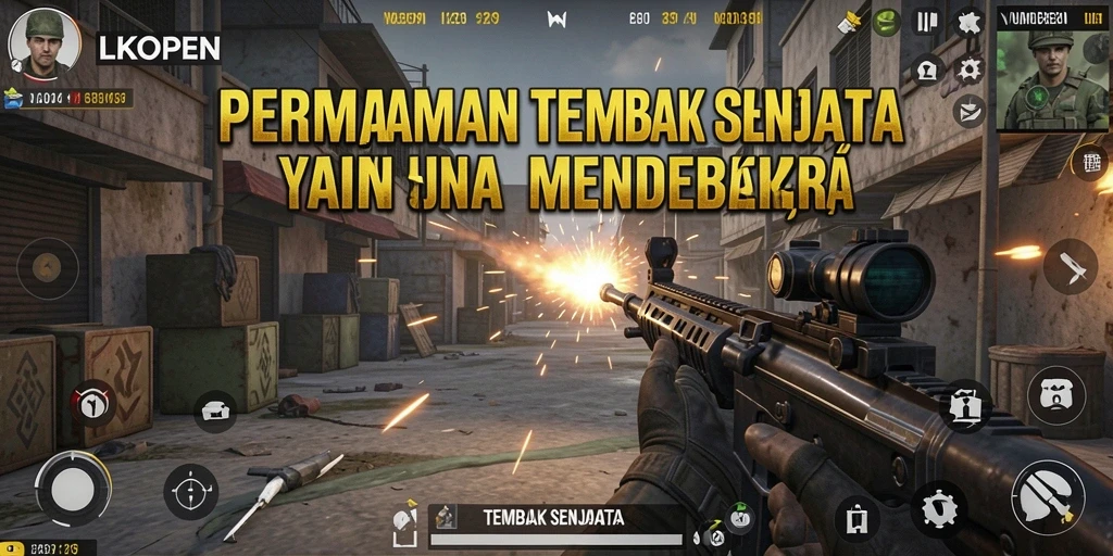Screenshot antarmuka LKOPEN dengan berbagai senjata dan efek visual menakjubkan.