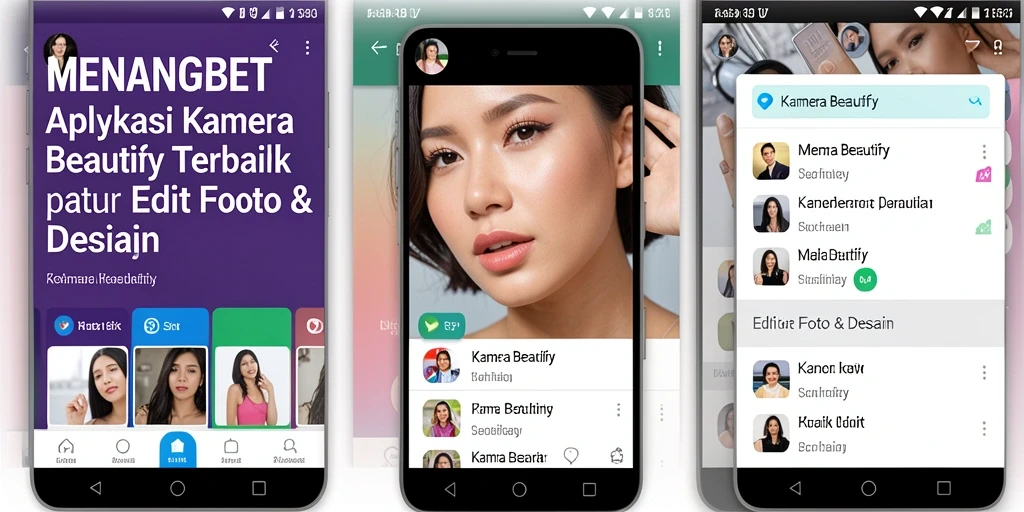 Antarmuka pengguna MENANGBET yang modern dengan berbagai fitur Kamera Beautify.