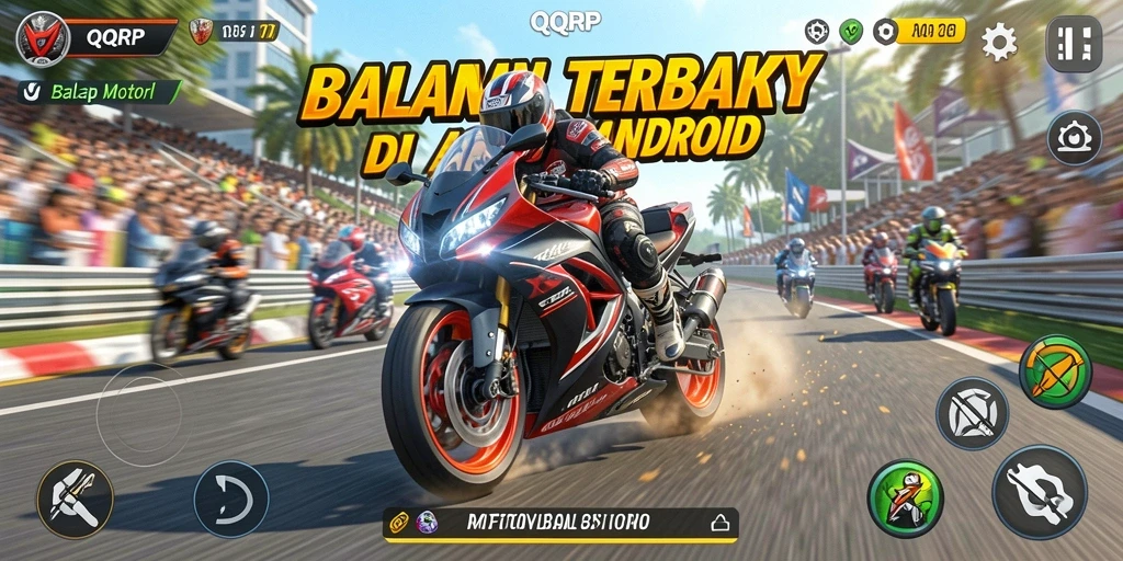 Antarmuka balap motor yang menarik dan dinamis dalam QQRP.