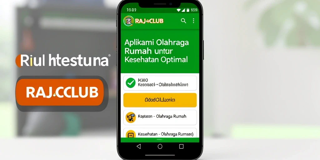 Tampilan antarmuka RAJACLUB dengan berbagai pilihan latihan olahraga rumah.