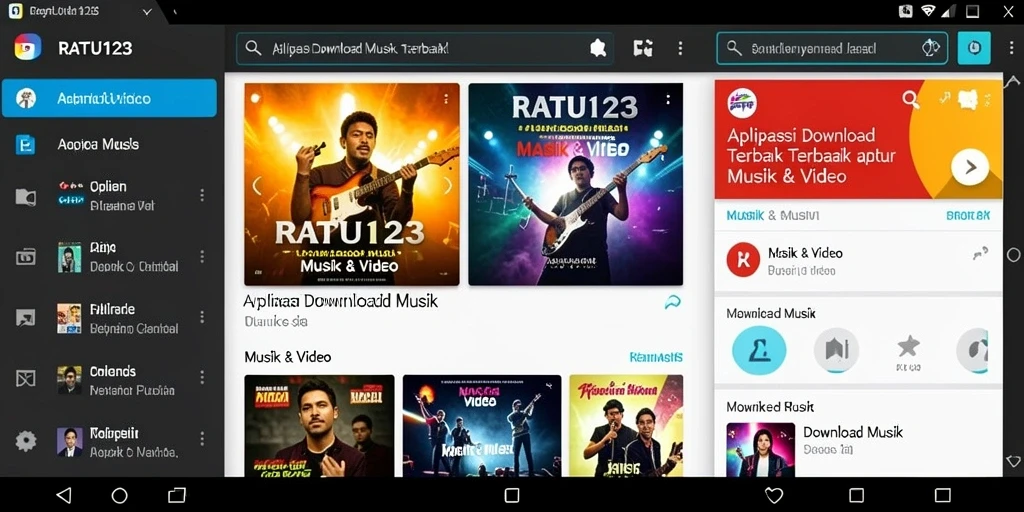 Screenshot utama RATU123 yang menunjukkan antarmuka pengguna aplikasi Download Musik.