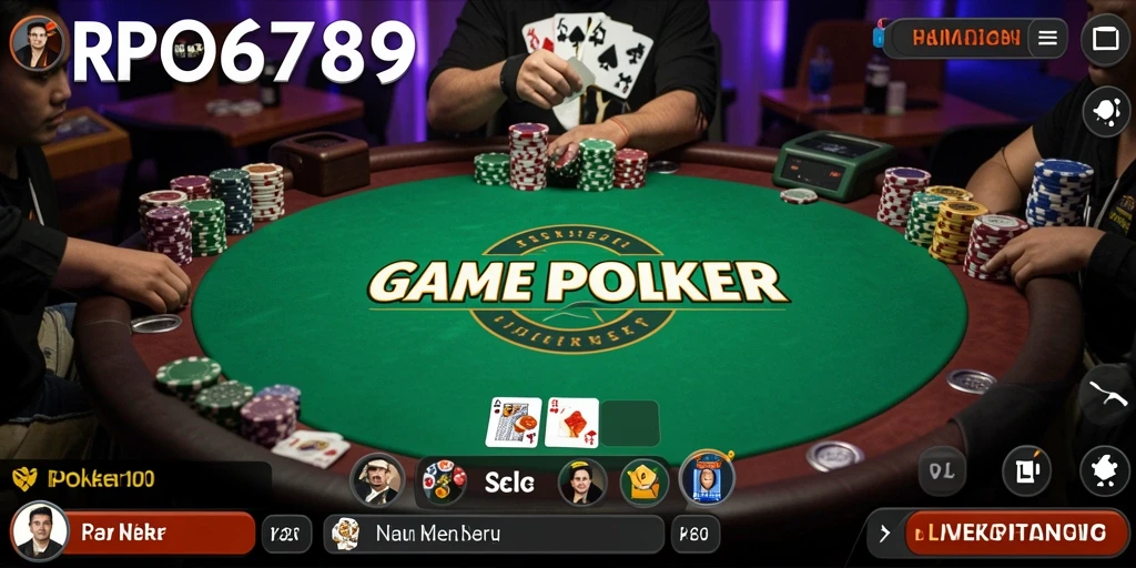 Antarmuka RP6789 menampilkan meja poker yang menarik dan interaktif.
