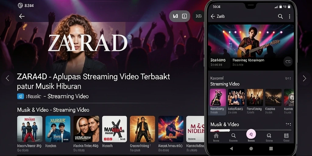 Antarmuka ZARA4D dengan tampilan menarik untuk streaming video.